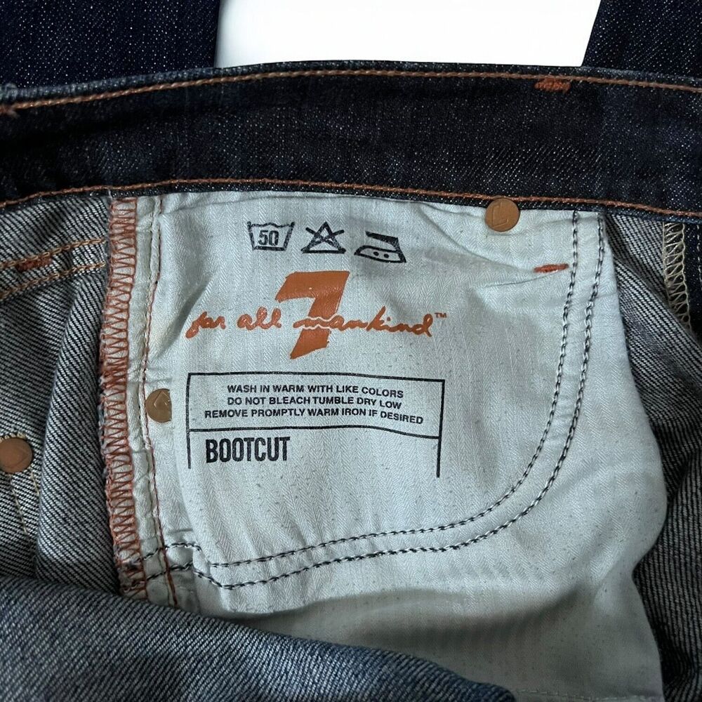 7 For All Mankind Bootcut Denim Jeans Bling Rhinestone Back Pockets Womens Sz 30 - Picture 9 of 14